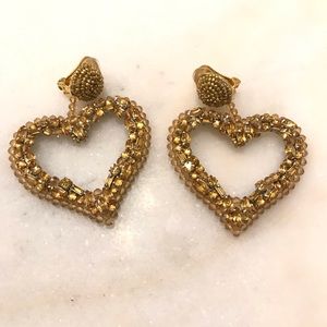Oscar de la Renta gold heart earrings
